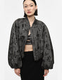Bomber manches ballon prince-de-galles porté – gris et noir – Imperial Femme