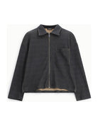 Chemise zippée à motif chevrons, gris anthracite, à plat