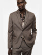 Blazer droit à deux boutons, taupe, porté de face