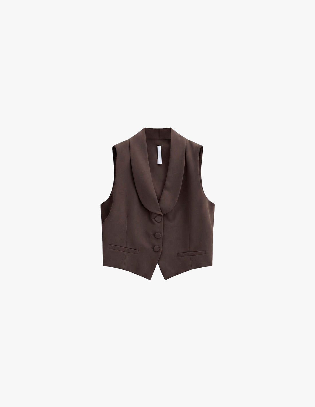 Gilet tailleur ajusté col châle en crêpe à plat – marron – Imperial Femme
