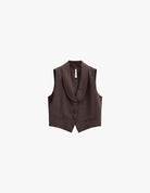 Gilet tailleur ajusté col châle en crêpe à plat – marron – Imperial Femme