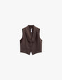 Gilet tailleur ajusté col châle en crêpe à plat – marron – Imperial Femme
