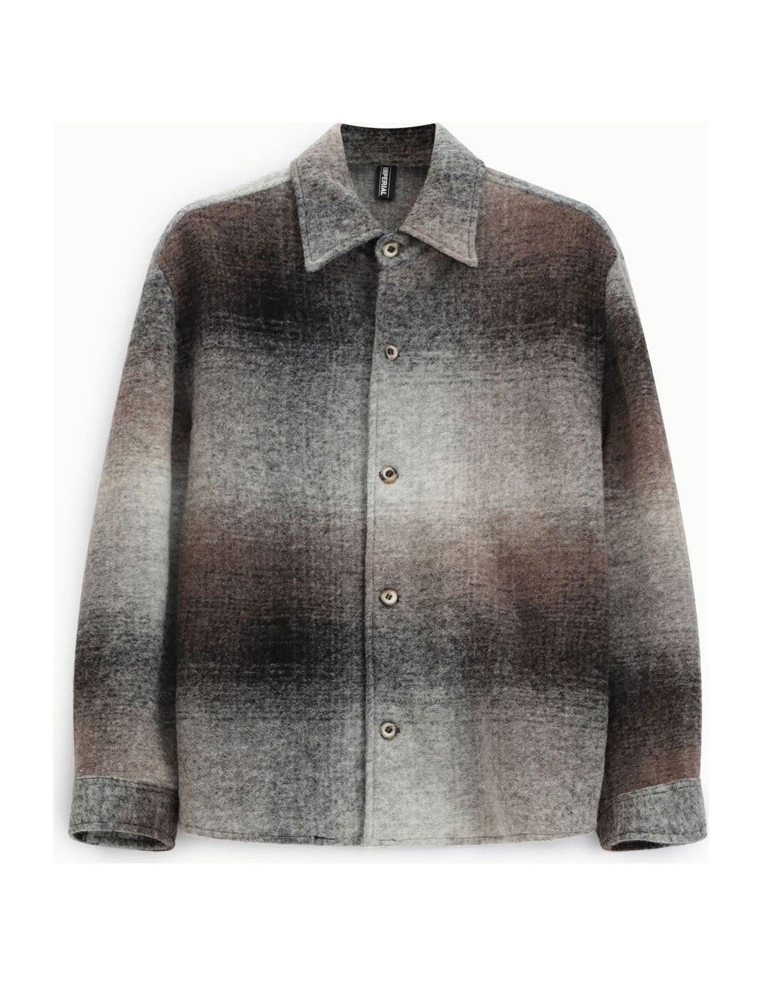 Chemise en laine à imprimé dégradé, beige, à plat