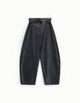 Pantalon ballon effet cuir ceinturé à plat – noir – Imperial Femme