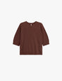 Pull col rond manches ballon trois-quarts à plat – marron – Imperial Femme