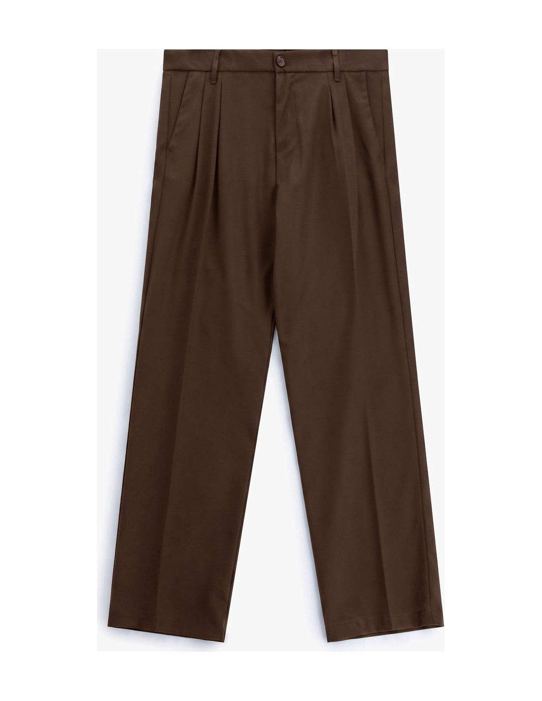 Pantalon droit à pinces, taupe, à plat