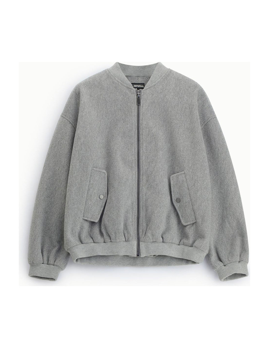 Blouson zippé à bords côtes, gris moyen, à plat