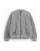 Blouson zippé à bords côtes, gris moyen, à plat
