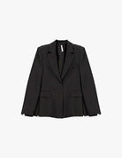 Blazer poches à rabat en crêpe fluide à plat – noir – Imperial Femme