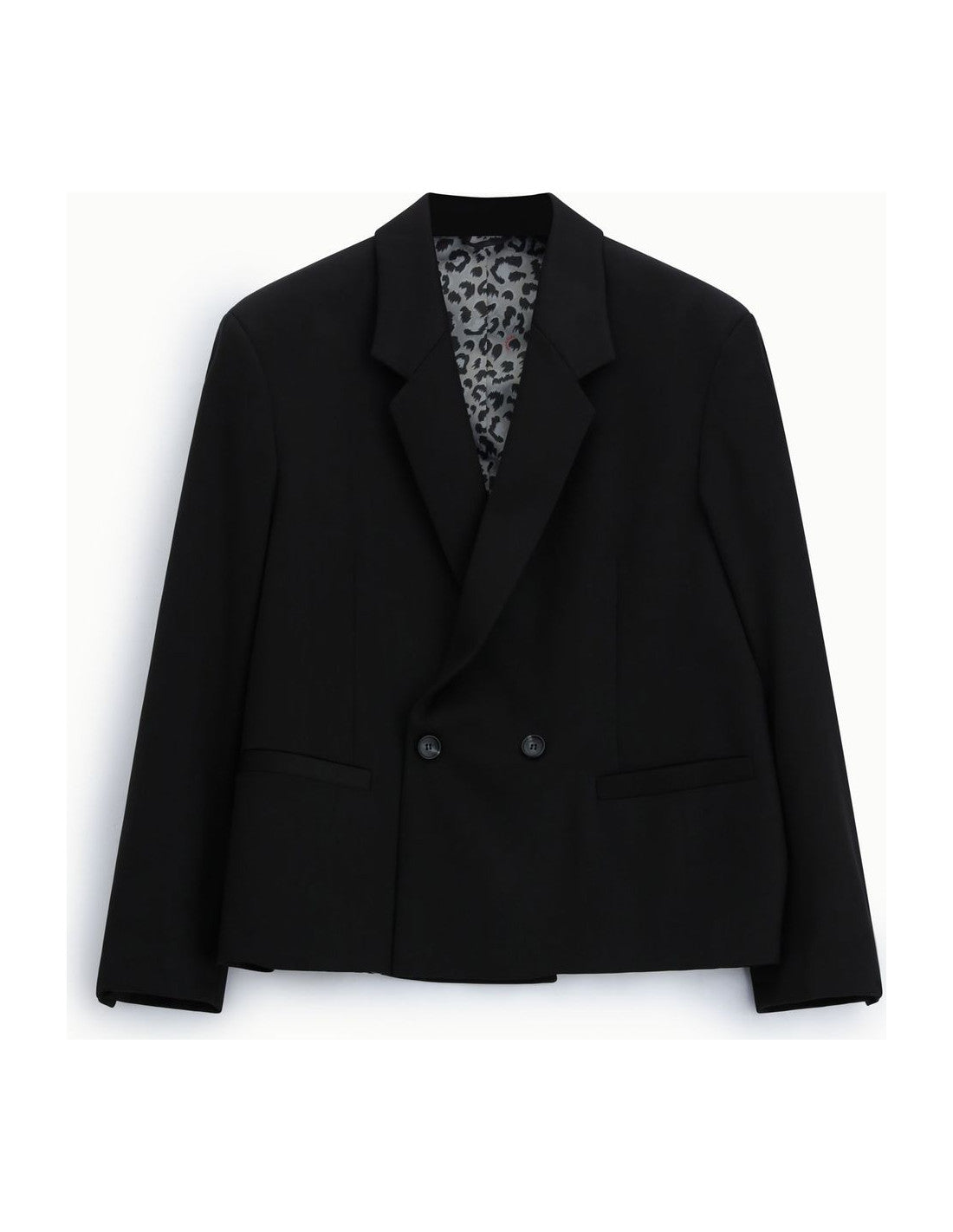 Blazer court croisé, noir, à plat