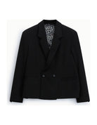 Blazer court croisé, noir, à plat