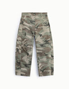 Pantalon palazzo camouflage en coton à plat – kaki et beige – Imperial Femme