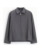 Surchemise zippée à col chemise, gris anthracite, à plat