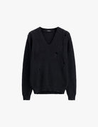 Pull col V en maille côtelée effet usé à plat – Imperial Homme