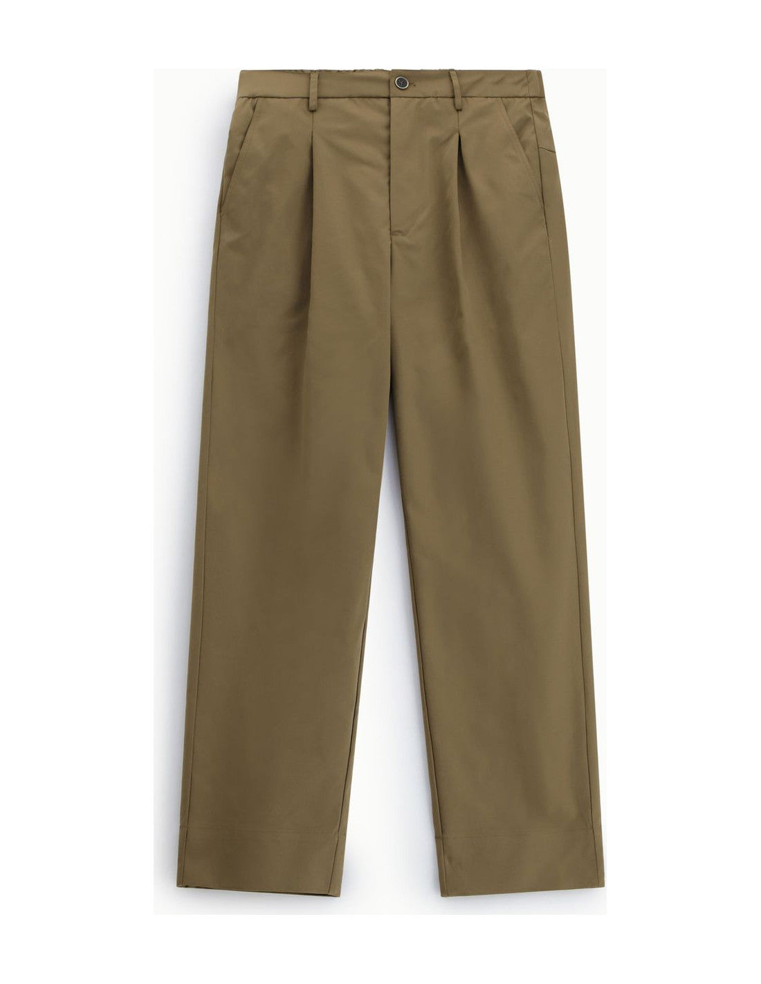 Pantalon à pinces fluide, kaki, à plat