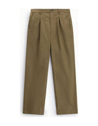 Pantalon à pinces fluide, kaki, à plat