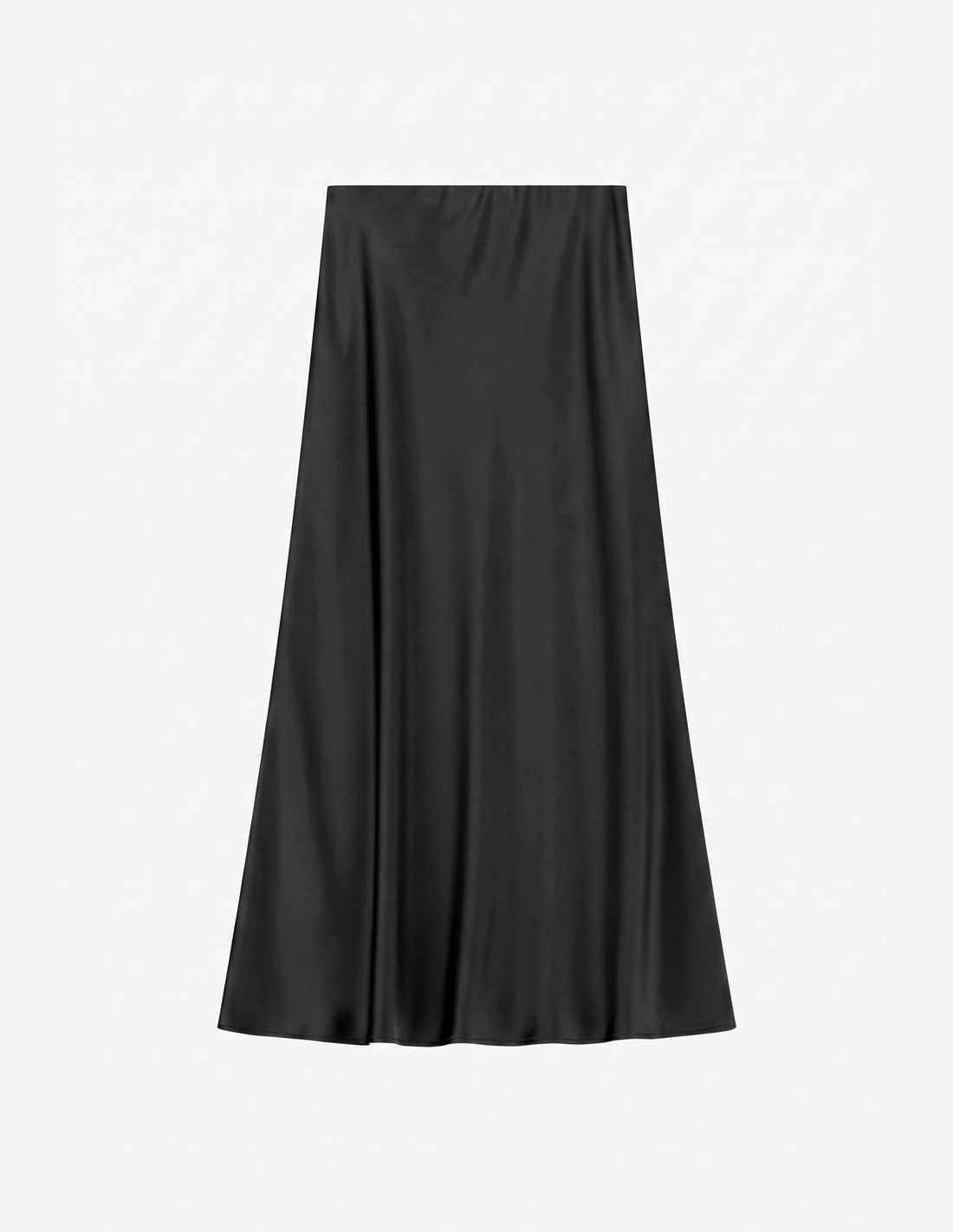 Jupe midi sirène en crêpe satin à plat – noir – Imperial Femme