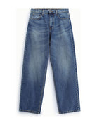 Jean baggy taille mi-haute, bleu denim, à plat
