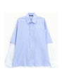 Chemise effet superposé à manches contrastées, bleu ciel/blanc, à plat
