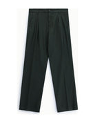 Pantalon droit à pinces, vert forêt, à plat