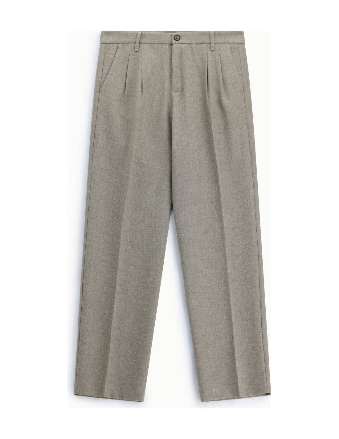 Pantalon à pinces et pli marqué, taupe, à plat