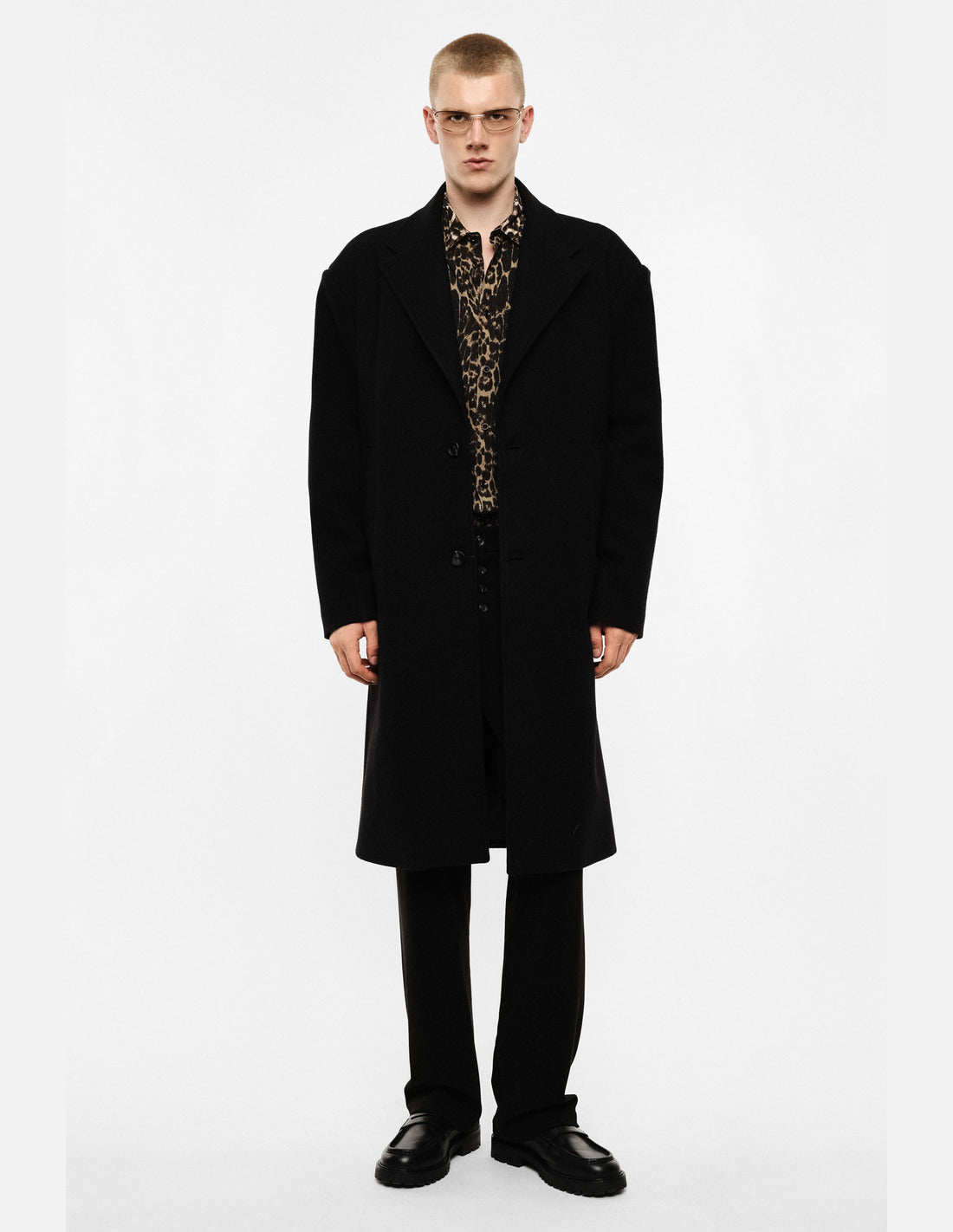 Manteau long oversize en laine mélangée porté, vue de dos – Imperial Homme