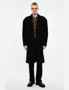 Manteau long oversize en laine mélangée porté, vue de dos – Imperial Homme
