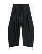Pantalon baggy à cordon, noir, à plat
