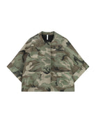 Veste courte boxy sergé imprimé camouflage à plat – kaki et beige – Imperial Femme