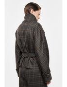 Veste courte ceinturée prince de galles col montant – Imperial Femme
