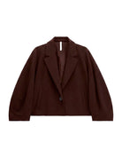 Veste courte manches bouffantes un bouton à plat – marron – Imperial Femme