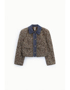 Veste courte en tweed et denim chocolat – Imperial Femme
