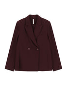 Veste croisée en draperie de tailleur à plat – bordeaux – Imperial Femme