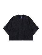 Veste courte boxy col rond en denim jacquard à plat – bleu denim – Imperial Femme