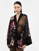 Veste kimono patchwork imprimé portée – Imperial Femme